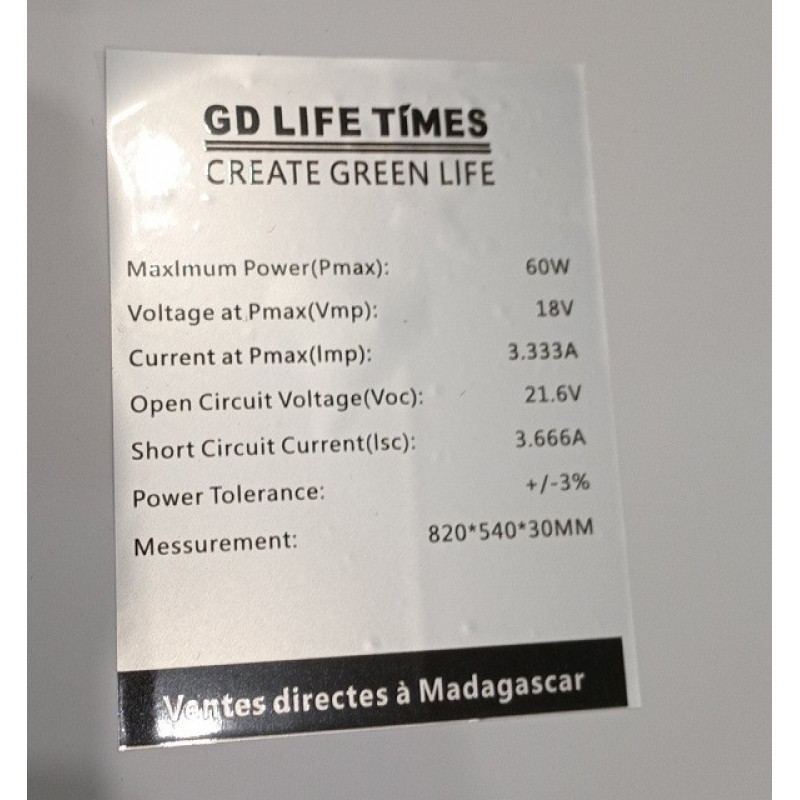 Сонячна панель SOLAR PANEL RB-SL60/ 82х54см / верх скло, рамка алюміній