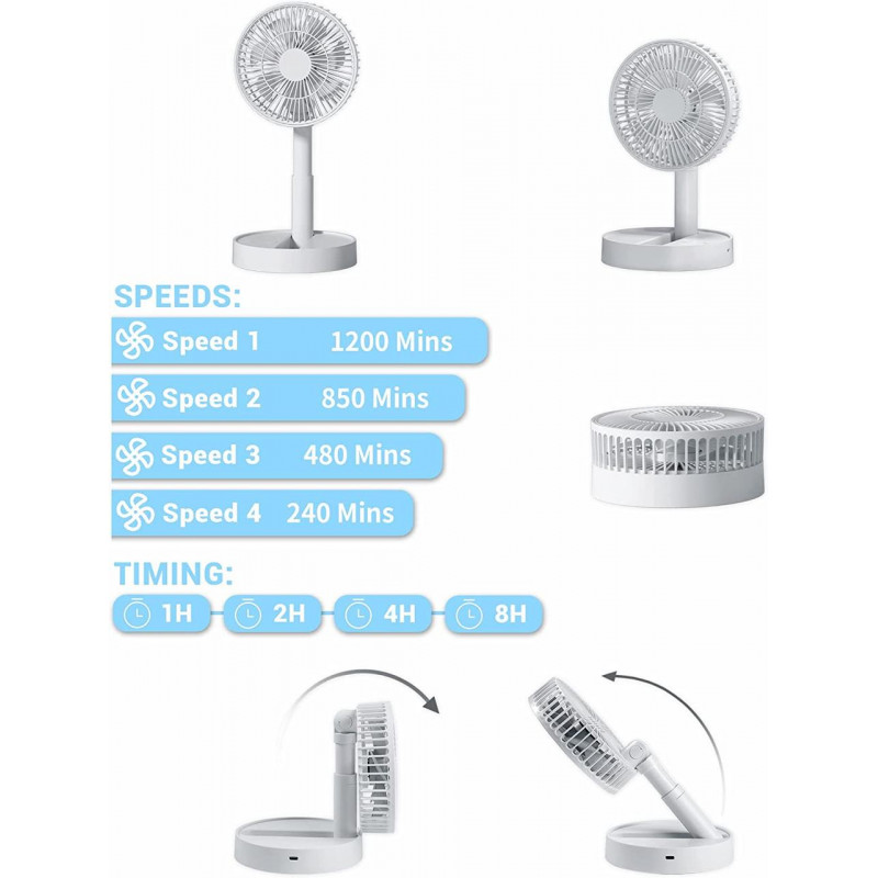 Настольный вентилятор складной USB мини-вентилятор Folding Fan с аккумулятором. (WX6505)
