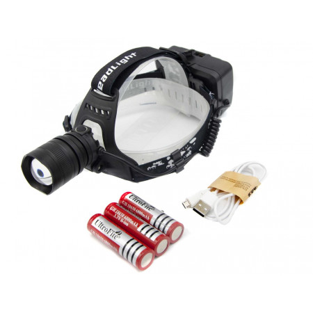 Налобный фонарь P54, 3х18650, ЗУ MicroUSB, P50 LED, Zoom