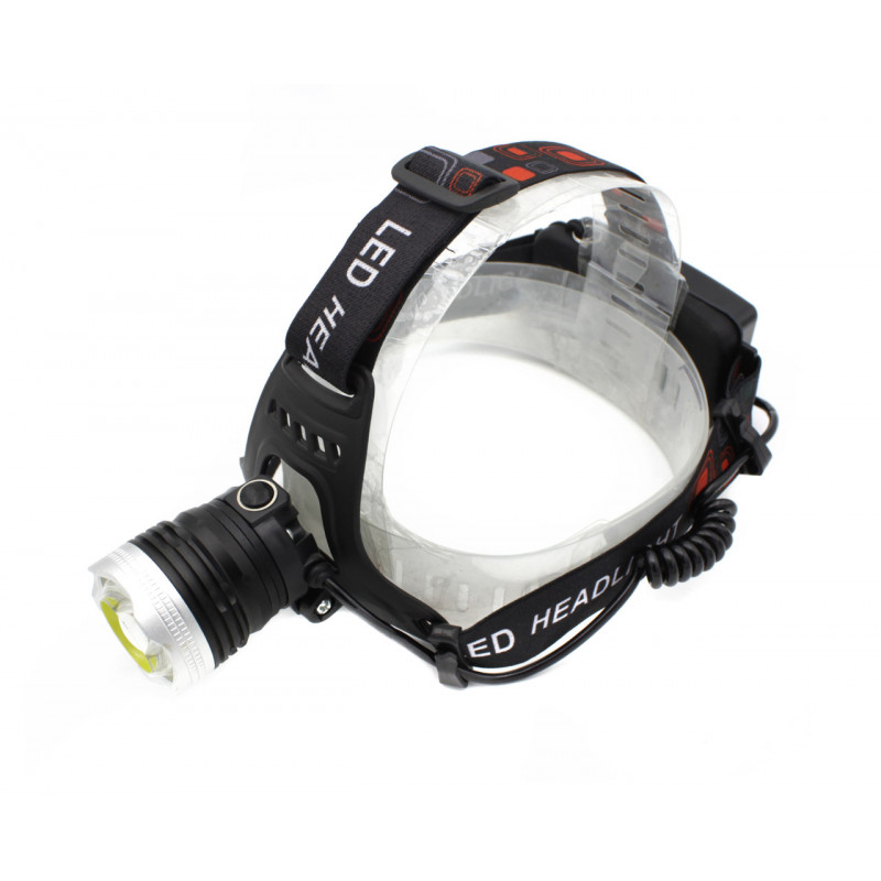Налобный фонарь WD112, 2х18650, ЗУ 22V-12V, T6+Cob, Zoom