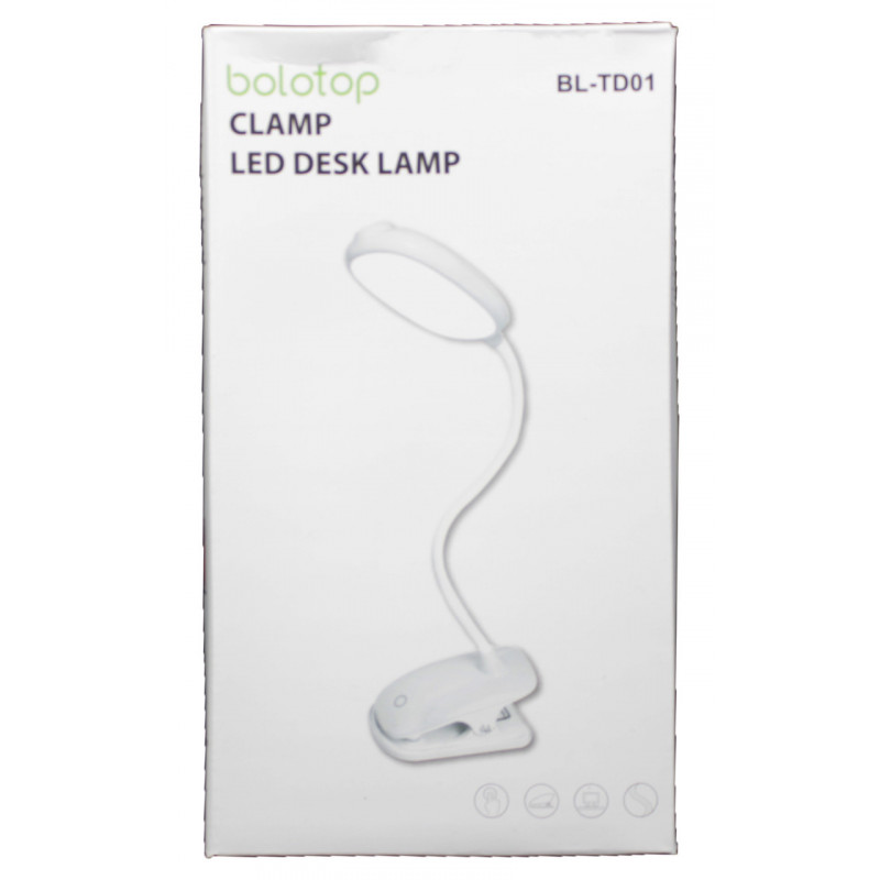 Настільна LED лампа акумуляторна прищіпка WD305 - BL-TD01/ Сенсор/ 3 режими/microUSB