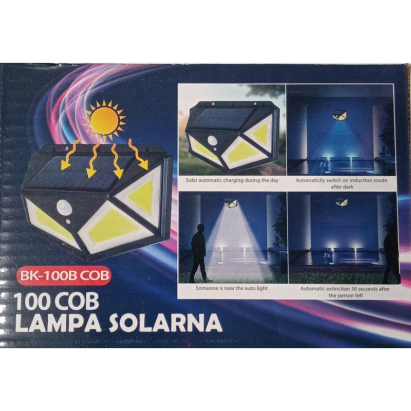 Настенный фонарь с солнечной панелью, датчик движения BK-100B COB+solar/7317/WD430