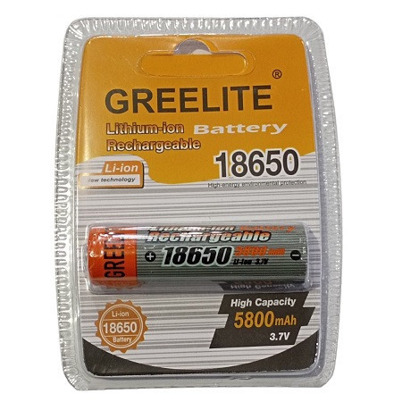 Акумулятор GREELITE 18650 Li-ion 5800mAh 3.7V 45г. (рельна ємність менша) / 5401