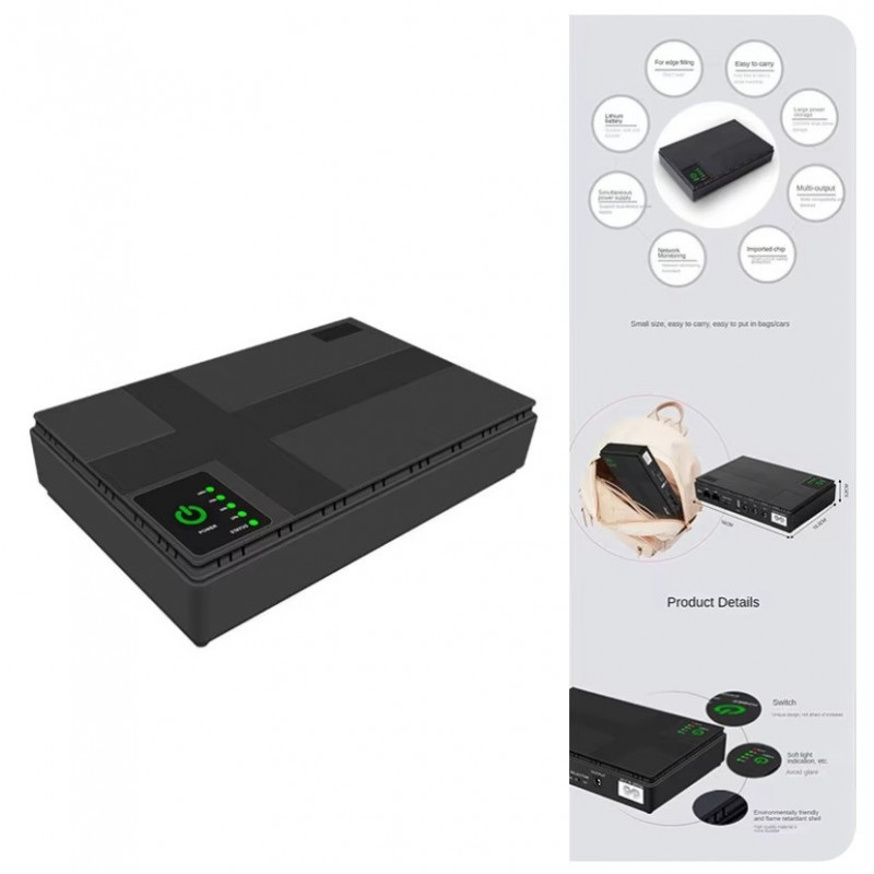 Бесперебійник Rablex RB 802 36W Happy Home UPS для роутера WI-Fi 5/9/12 В 10400 мА/год