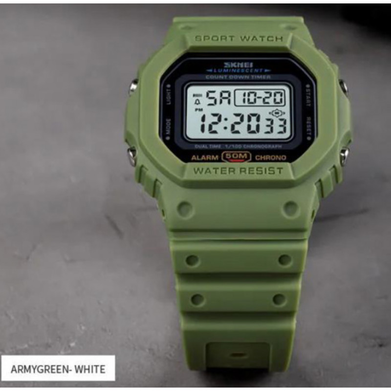 Часы наручные SKMEI 1628AGWT, ARMY GREEN-WHITE, 10255