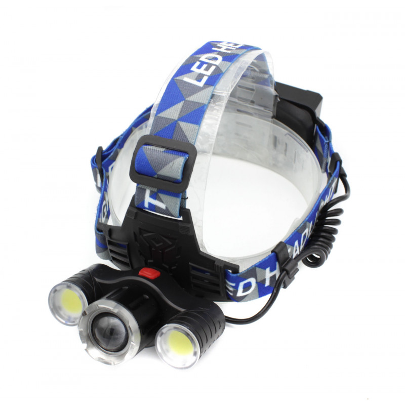 Налобный фонарь WD130, 2х18650, ЗУ microUSB, T6+Cob, Zoom