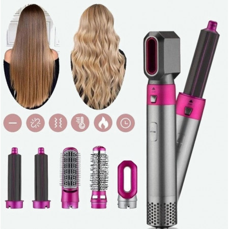 Фен щетка стайлер (styler) 5 в 1 мультистайлер для завивки и укладки волос с насадками