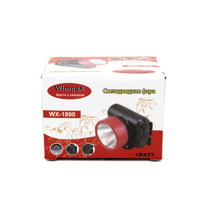 Налобный фонарь WX-1890, Акк., 1LED