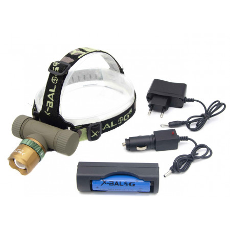 Налобный фонарь X-Balog BL-6866, 1x18650 Акк., T6, Zoom