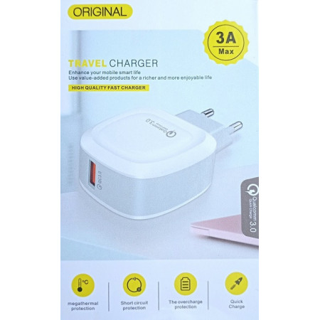 СЗУ Сетевое Зарядное Устройство USB x 1 Fast 3.0A Original Travel / Model: 21-3