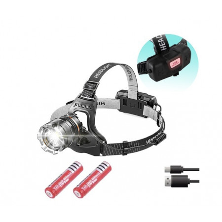 Налобный фонарь Bailong BL-8003-P50, 2x18650, зум, ЗУ microUSB,