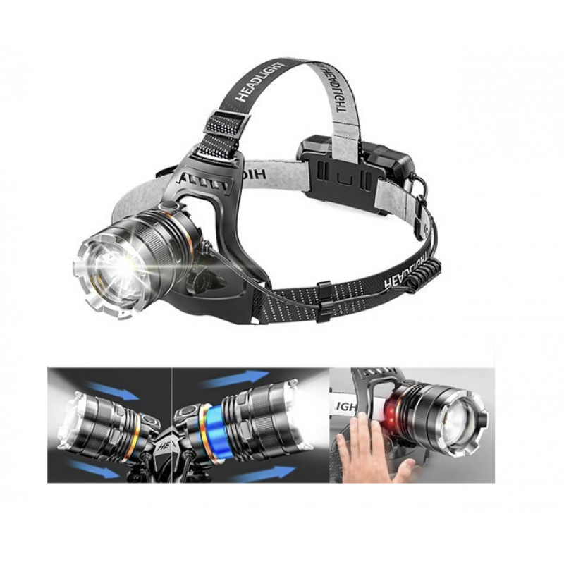 Налобный фонарь Bailong BL-8003-P50, 2x18650, зум, ЗУ microUSB,