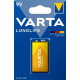 Батарейка Varta Longlife Крона 6F22 / 9V / Лужна