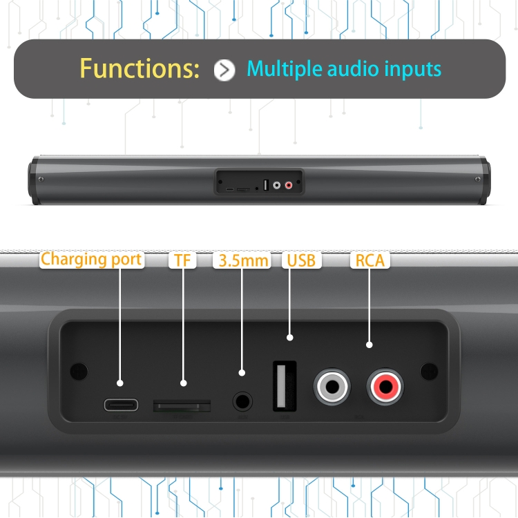 BS-10 Bluetooth 5.0 Speaker TV Саундбар с дистанционным управлением (черный) - 5