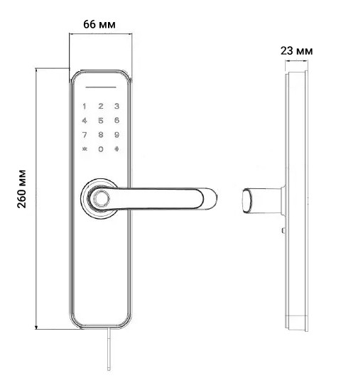 Габаритные размеры умного замка SEVEN LOCK SL-7766B black