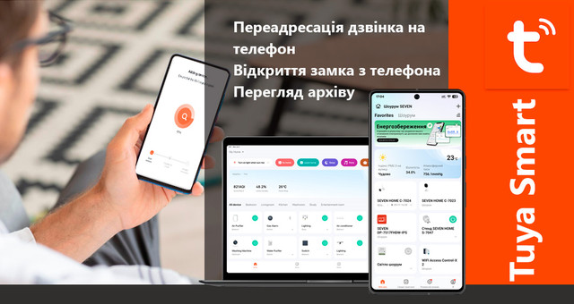Видеодомофон с управлением через смартфон SEVEN DP-7577FHDW черный